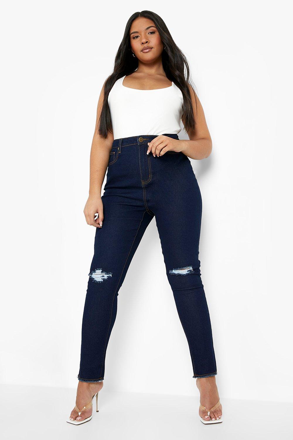 Plus size frayed ankle 2024 jeans